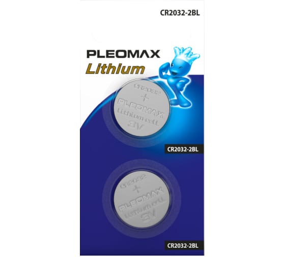 Батарейки Pleomax CR2032-2BL Lithium (60/240/43200)