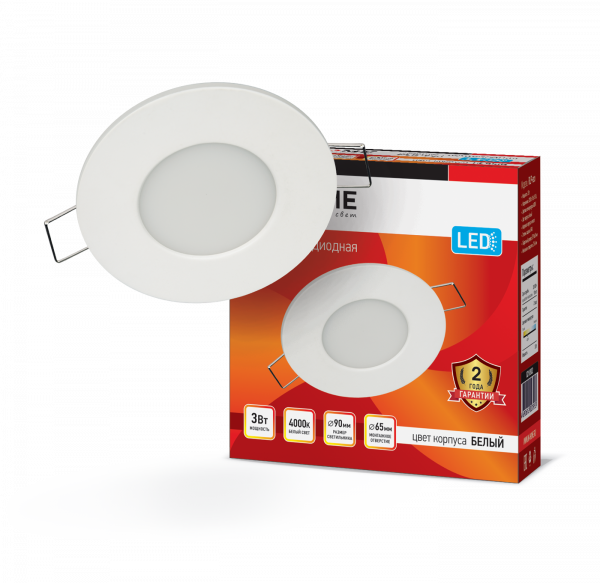 Панель светодиодная круглая RLP-eco 3Вт 230В 4000К 240Лм 90/80мм БЕЛАЯ IP40 IN HOME