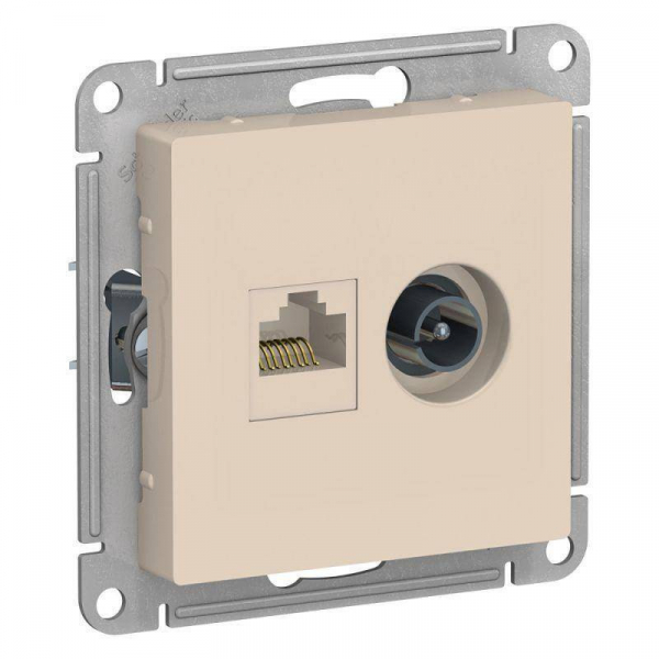 Механизм розетки 2-м ATLAS DESIGN комп. RJ45 кат.5E+TV беж. SchE