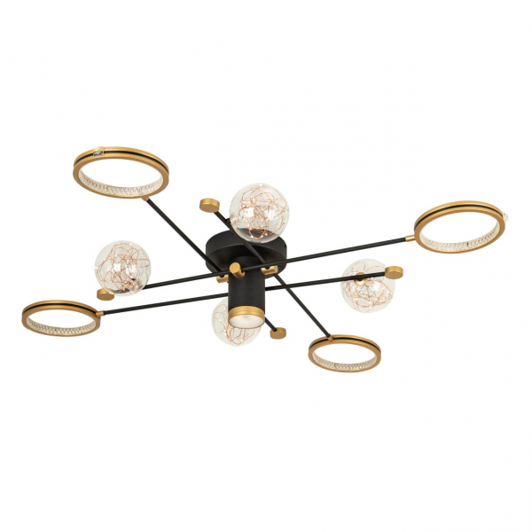 Потолочный светильник LED4U L3115-8 черный/золото LED 45Вт 3000-6500К пульт 1180*185мм