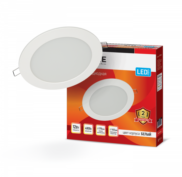 Панель светодиодная круглая RLP-eco 12Вт 230В 4000К 840Лм 170/150мм белая IP40 IN HOME
