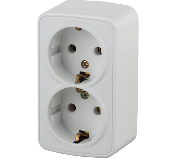 Розетка 3-204-01 Intro 2х2P+E Schuko, 16А-250В, IP20, ОУ, Polo, белый