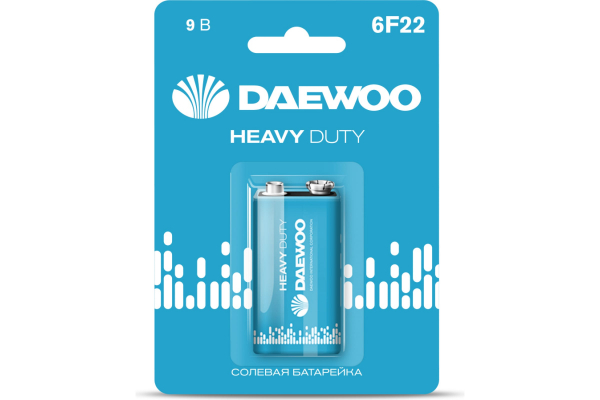 Элемент питания солевой "крона" 6F22 9В Heavy Duty 2021 BL-1 DAEWOO