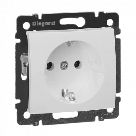 Механизм розетки 1-м СП Valena 16А IP21 с заземл. на винтах бел. Legrand