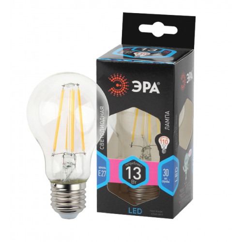 Лампа светод. F-LED A60-13W-840-E27 ЭРА (филамент, груша, 13Вт, нейтр., Е27)