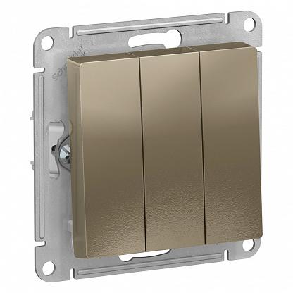 Выключатель 3-кл. СП AtlasDesign 10А IP20 (сх. 1+1+1) 10AX механизм шампань SchE