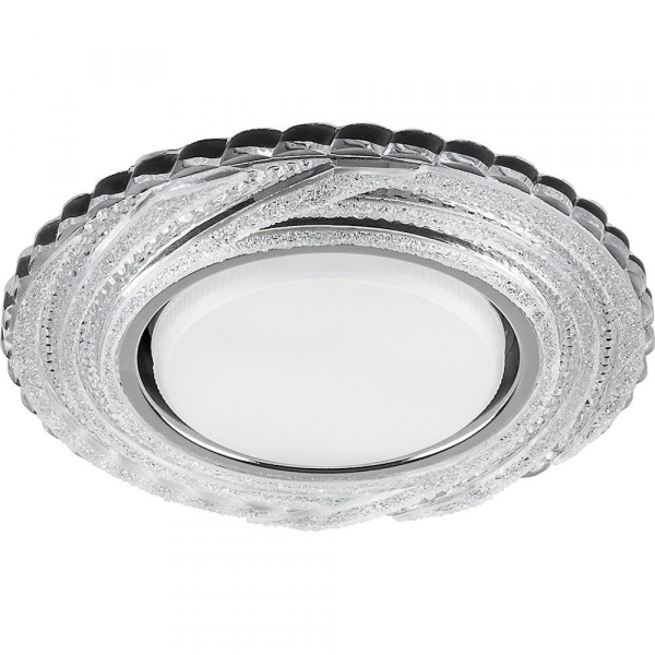 Светильник встраиваемый с белой LED подсветкой Feron CD4037 потолочный GX53 без лампы прозрачный/хро