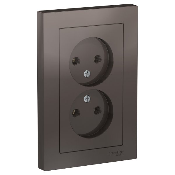 Розетка 2-м СП AtlasDesign 16А IP20 без заземл. в сборе мокко SchE