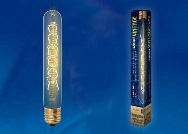 Лампа накаливания Vintage Форма "цилиндр" длина 185мм Форма нити СW IL-V-L32A-60/GOLDEN/E27 CW Uniel