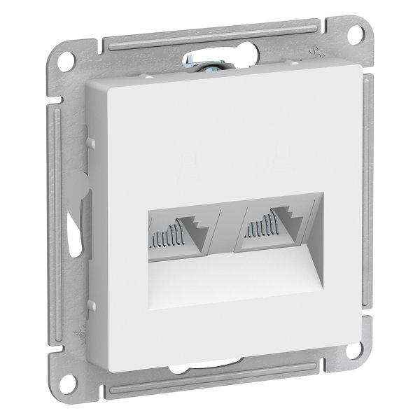 Механизм розетки компьютерной 2-м ATLAS DESIGN RJ45 + RJ45 кат.5e бел. SchE