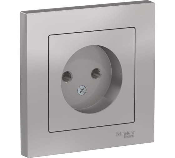 Розетка 1-м СП AtlasDesign 16А IP20 без заземл. в сборе алюм. SE