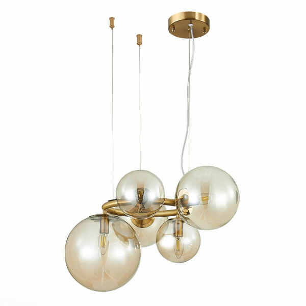 Люстра подвесная латунь/коньячный 5*E14 ST Luce SL1162.303.05