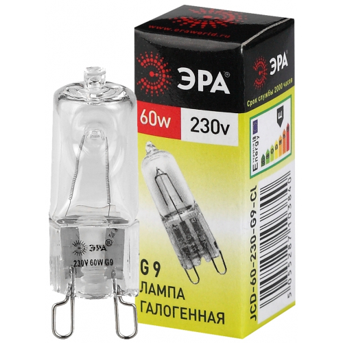 Лампа галогенная G9-JCD-60-230V-CL ЭРА (галоген, капсула, 60Вт, нейтр, G9)