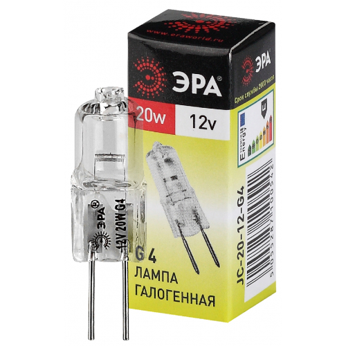 Лампа галогенная G4-JC-20W-12V ЭРА галоген капсула 20Вт нейтр G4