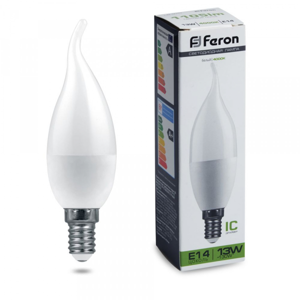 Лампа светодиодная Feron LB-970 Свеча на ветру E14 13W 4000K 230V