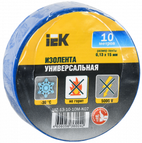 Изолента ПВХ 0,13х15мм синяя 10м IEK