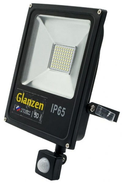 Светодиодный прожектор c датчиком движения GLANZEN FAD-0013-50 50Вт 6000К