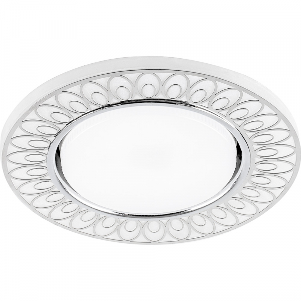 Светильник встраиваемый с белой LED подсветкой Feron CD9913 GX53 без лампы, матовый белый, хром