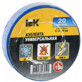 Изолента ПВХ 0,13х15мм синяя 20м IEK