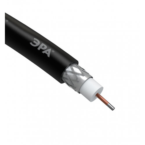 Кабель коаксиальный ЭРА RG-6U, 75 Ом, CCS/(оплётка Al 64%), PE, цвет чёрный, бухта 100 м, SIMPLE