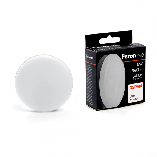 Лампа светодиодная Feron.PRO LB-1508 GX53 8W 6400K OSRAM LED