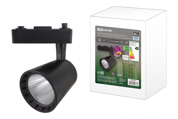 Светильник трековый однофазный LED TRL-01-030-NB 30Вт 24* 4000К 80Ra черный TDM