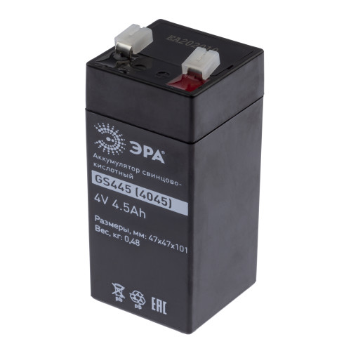 Элемент питания ЭРА Аккумулятор GS445 (Cвинцово-кислотный 4V 4,5)