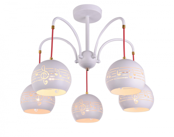 Люстра на штанге Escada 642/5P 5*E14 580*580*440мм White/Red
