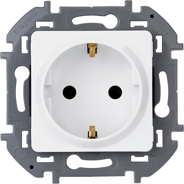 Механизм розетки 1-м СП Inspiria 16А IP20 250В 2P+E немецк. стандарт бел. Legrand