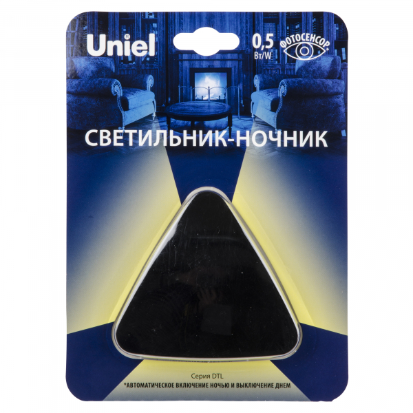 Светильник-ночник Uniel DTL-320 треугольник-Black-Sensor с фотосенсором