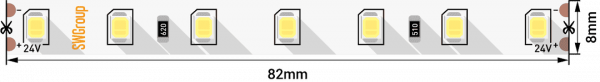 Лента светодиодная SWG PRO SMD 2835, 84 LED/м, 8,6 Вт/м, 24В, IP20, 1250lm/м, нейтральный белый 5м