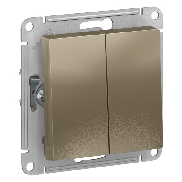 Механизм переключателя 2-кл. СП AtlasDesign 10А IP20 (сх. 6/2) 10AX шампань SchE