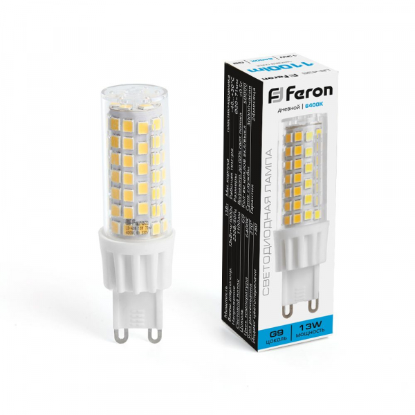 Лампа светодиодная Feron LB-436 G9 13W 6400K 230V