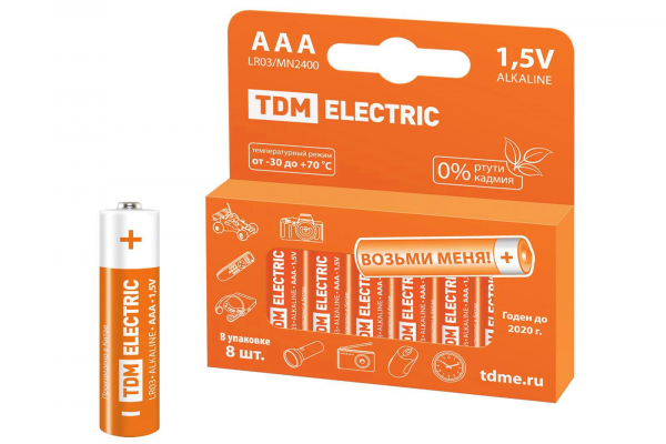 *Элемент питания LR03 AAA  Alkaline 1.5V РАК-8 TDM