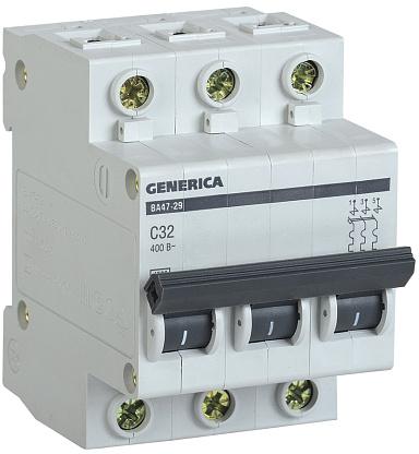 Выключатель автоматический модульный 3п C 32А 4.5кА ВА47-29 GENERICA IEK 