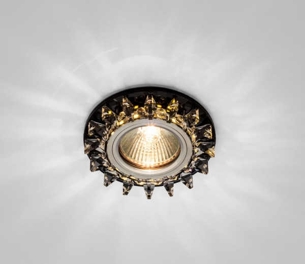 *Светильник потолочный с диодной подсветкой, ограненное стекло, черный BLACK CRYSTAL LED 3 MR16