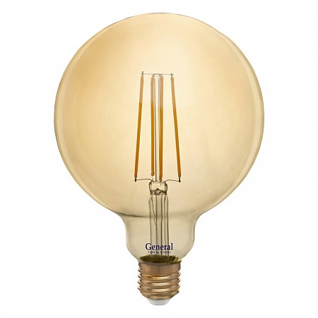 Лампа светод. General LOFT G125S 10W Е27 2700К 125х165 шар филамент золотая