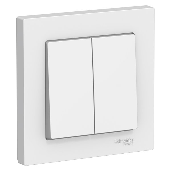 Выключатель 2-кл ATLAS DESIGN 10AX в сборе бел. SchE