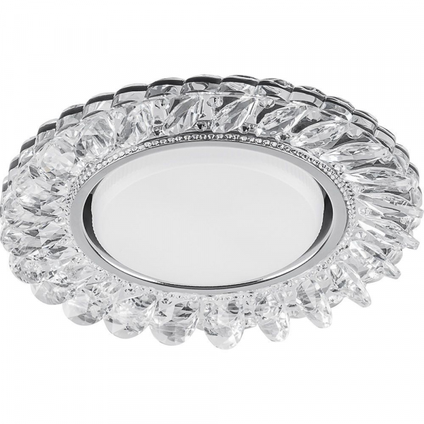 Светильник встраиваемый с белой LED подсветкой Feron CD4034 GX53, прозрачный, хром, 20LED*2835 SMD 