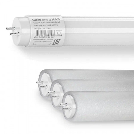 Лампа светодиодная 42LEDT8-10W-230-6500K-G13-P Sweko 