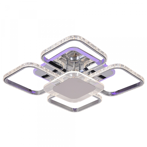 Люстра светодиодная 5886/4+1 СHR 132W+10W RGB пульт ДУ