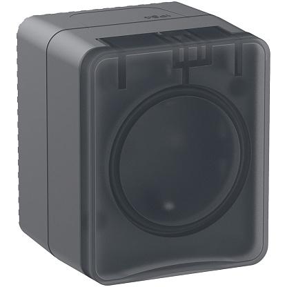 Розетка с заземлением со шторками IP54 16A 250B антрацит AtlasDesign Profi54 SchE