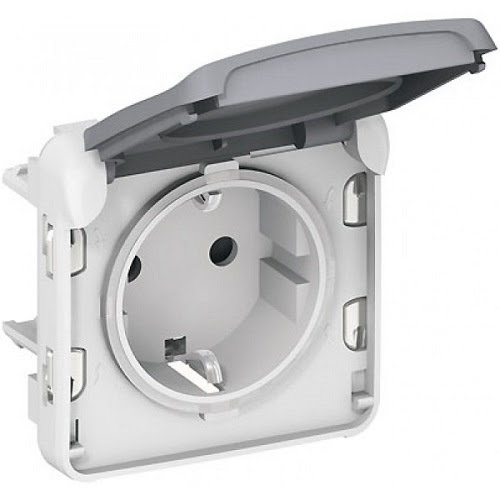 *Розетка с заземлением IP55 серая PLEXO 