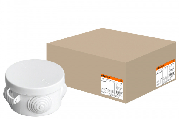 Коробка распаячная ОП D65х40мм, крышка, IP54, 4вх. TDM
