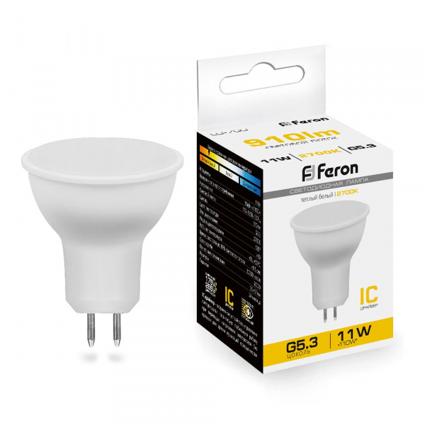 Лампа светодиодная Feron LB-760 MR16 G5.3 11W 2700K 230V
