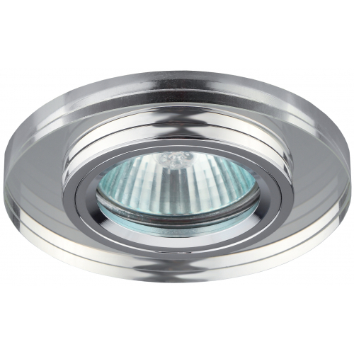 Светильник DK7 CH/WH ЭРА декор стекло круглое MR16,12V/220V, 50W, хром/зеркальный
