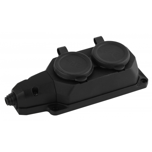 Колодка каучуковая с/з 2гн 16A IP44 черная K-2e-B-IP44 ЭРА