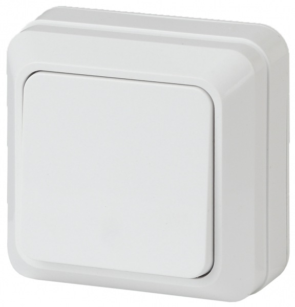 Выключатель ЭРА Intro Quadro 2-101-01 одноклавишный 10А-250В, IP20, ОУ, белый