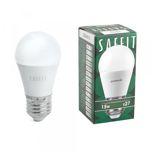 Лампа светодиодная SAFFIT SBG4515 Шарик E27 15W 6400K G45