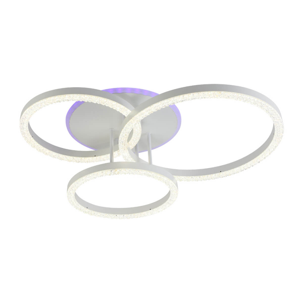Светодиодная люстра ProfitLight 5895/3 WHT 114W+8W RGB 3000-6000K 8500lm пульт